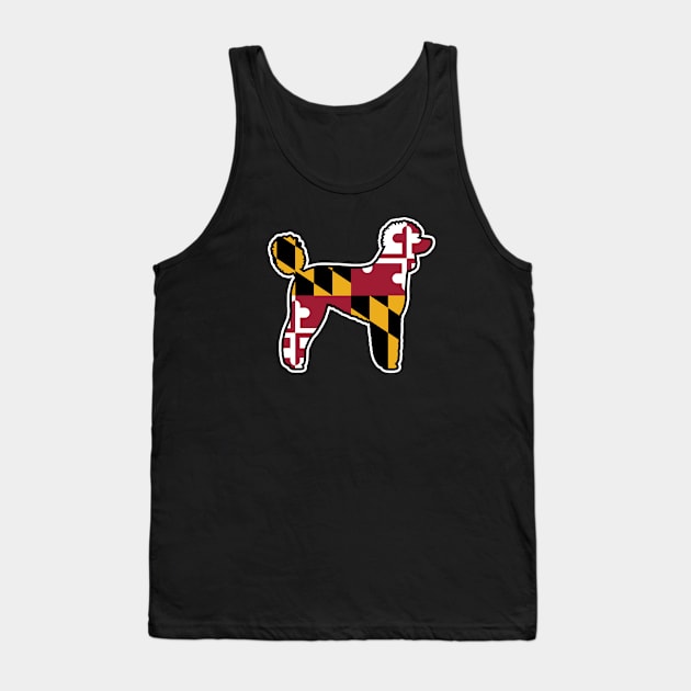 Standard Poodle Silhouette with Maryland Flag Tank Top by Coffee Squirrel